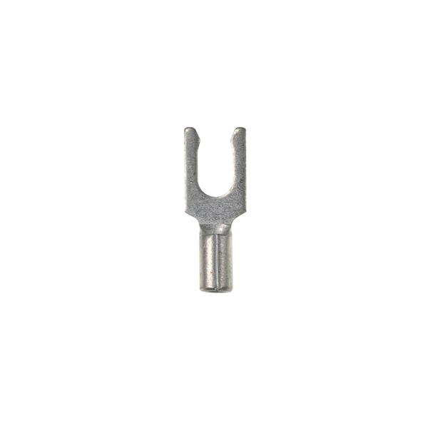 Fork Terminal, #6 Stud Size, 14 AWG, 2,000 V, Bare Insulated, Bare, 100 PK